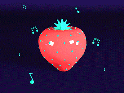 Dancing Strawberry 3d 3danimation animation berry cinema cinema4d dance fruit music strawberry