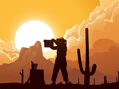 Arizona Beekeeper beekeeping illustration picacho sunset