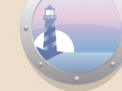 Expanding Horizons illustration light house nautical porthole sunset