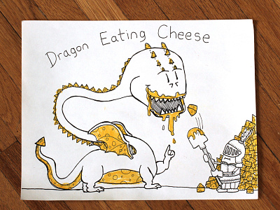 01: Draw me a [Dragon Eating Cheese] cheese dragon illustration knight speed drawing video