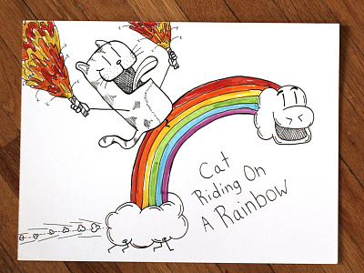 02: Draw me a [Cat Riding On A Rainbow] adorable cat cute design drawing fantasy illustration rainbow speed drawing video