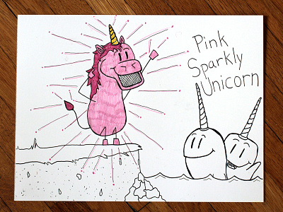 03: Draw me a [Pink Sparkly Unicorn] adorable creatures cute fantasy girl horn narwal ocean pink sea sparkly unicorn