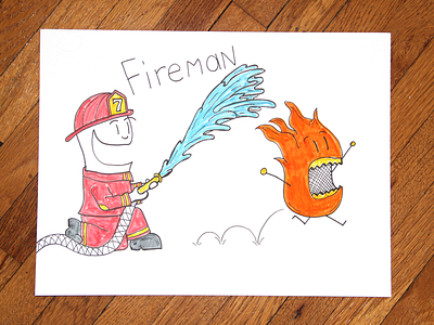 05: Draw me a [Fireman] adorable cute drawing fire firefighter fireman illustration man speed video water