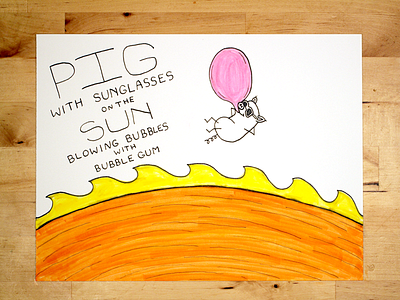 13: Draw me a [Pig On The Sun Blowing Bubbles With Bubble Gum] bacon bubble gum hot illustration pig pork sun youtube