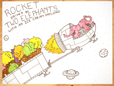 23: Rocket Driven By Two Elephants With An Ice Cream Payload
