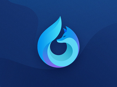 Custom Waterfox web browser logo (unofficial) blue branding fox graphic design identity logo vector waterfox