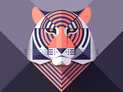 Radial Tiger colorful flat geometric illustration tiger vector wallpaper