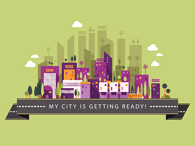 Resilient Cities city digital illustration vector
