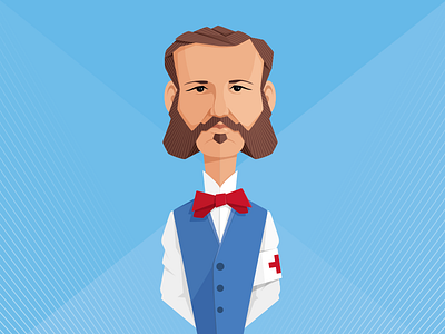 Henry Dunant caricature digital art flat style henry dunant history illustration man portrait red cross vector