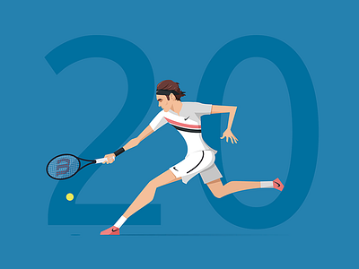 RF20 digital art flat style illustration player rf20 roger federer sport tennis vector