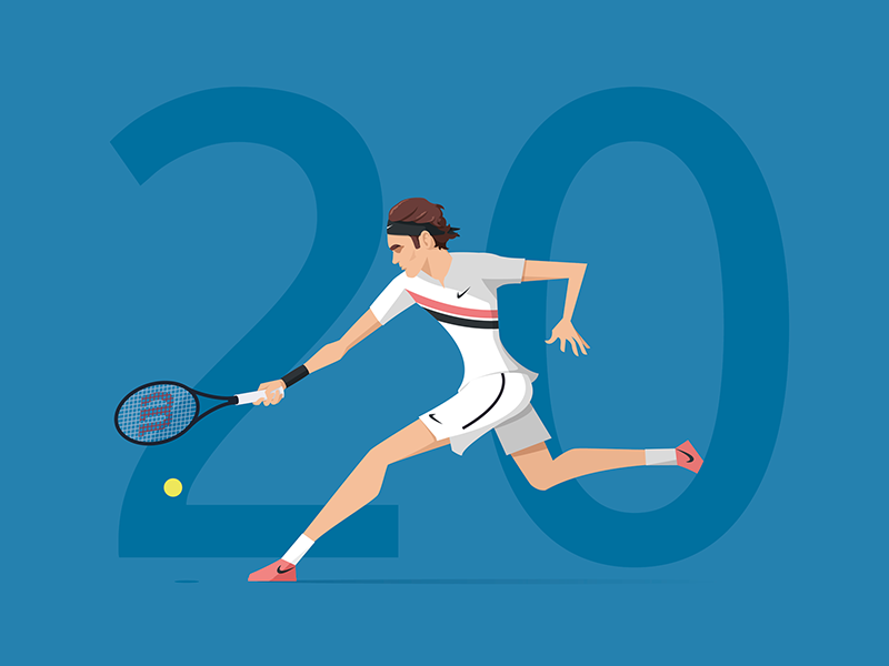 RF20 sport tennis player vector roger federer rf20 flat style illustration digital art