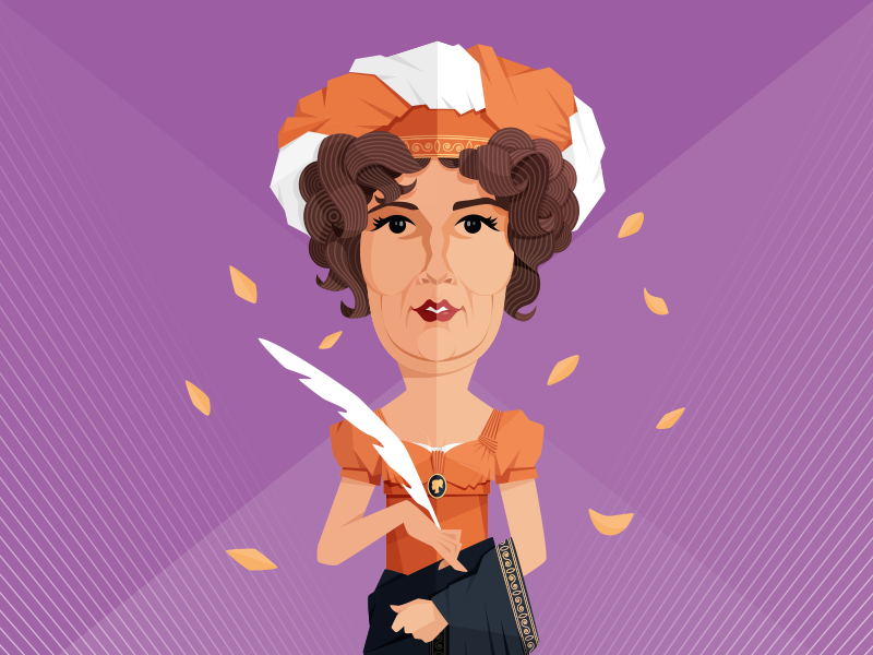 Germaine de Staël literature history digital art germaine de stael woman portrait flat style writer vector illustration caricature