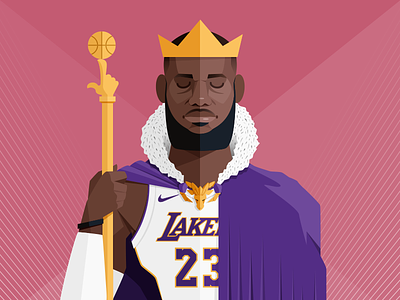 King James art basket digital flat style illustration king james lebron los angeles lakers nba player sport vector