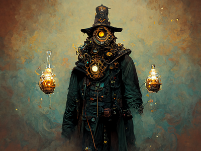 Steampunk Wizard character design graphic design illustration
