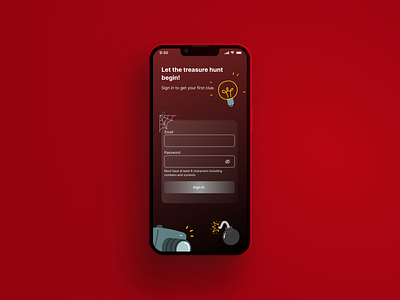 Treasure Hunt Sign In app design graphic design ui