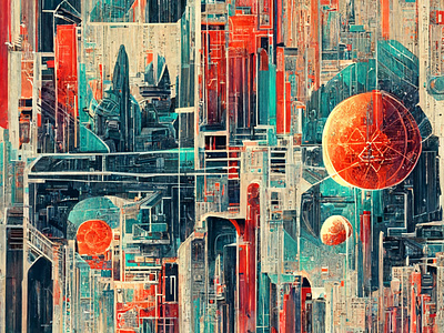 Mid Century Modern Cyberpunk Design background colorful cyberpunk design digital art mid century modern space wallpaper