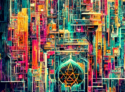 Abstract Geometric Neon Background abstract background colorful cyberpunk design digital art geometric grid neon wallpaper