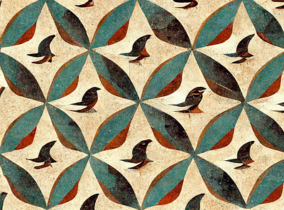 Retro Colorful Geometric Bird Pattern background birds design digital art geometric retro vintage wallpaper