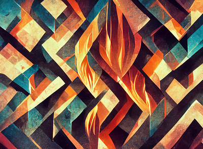 Abstract Geometric Multicolored Flame Design background colorful design digital art fire flames geometric illustration multicolor wallpaper