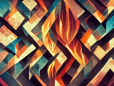 Abstract Geometric Multicolored Flame Design