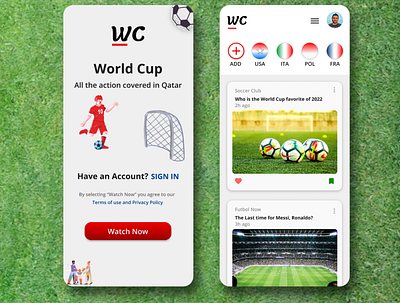 Futbol News app design ui ux