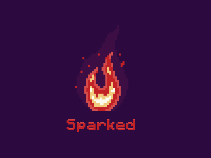sparked 8-bit style fire logo