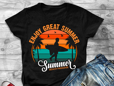 Enjoy Great Summer beach Paradise T-Shirt Design