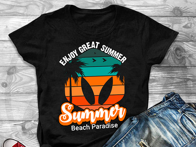 Enjoy Great Summer beach Paradise T-Shirt Design