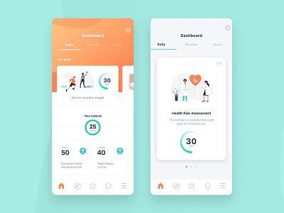 Health & Wellness App app app design application concept flat illustraion iphone ui ux vector