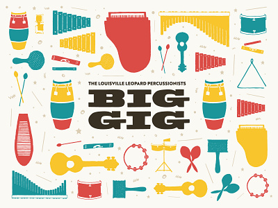 BiG GiG Poster Design concert drawing drums funky gig poster guitar hand draw illustraion instruments louisville piano poster poster design