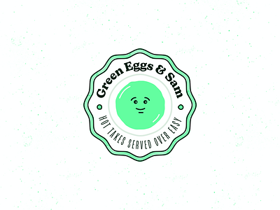 Green Eggs & Sam Badge Logo badge badge logo breakfast circle logo diner egg green logo logo design retro logo smiley smiley face vintage badge vintage font vintage logo