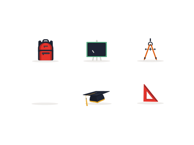 Animated Icon Set after effects animated gif animated icons animation education icon set icons illustration illustrator school simple ui vector