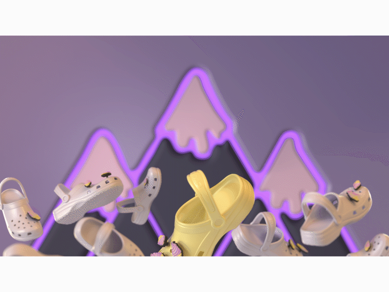 Mountains and Crocs 3d 3d animation animation branding cinema 4d cinema4d crocs design gif illustration motion graphics render