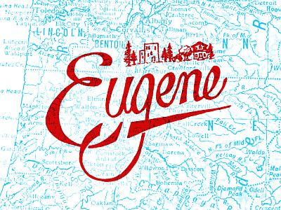 Eugene doodle eugene illustration lettering map oregon pnw roundhand script sketch type