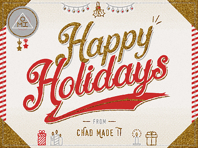 Happy Holidays from CMI! card christmas festive glitter gold holiday illustration lettering texture type