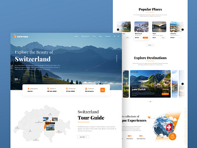 Travel & Tourism landing page | Switzerland adventure design homepage journey landing landingpage switzerland tourism travelservice trip ui vacation web design website design world