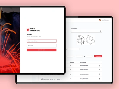 Parts fabrication and purchase request application UI application dashboard data datatable erp fabrication form login table ui ux web web design web design
