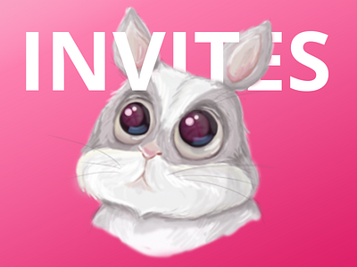 2 Dribbble invites bunny illustration invitation invite pink two two invites