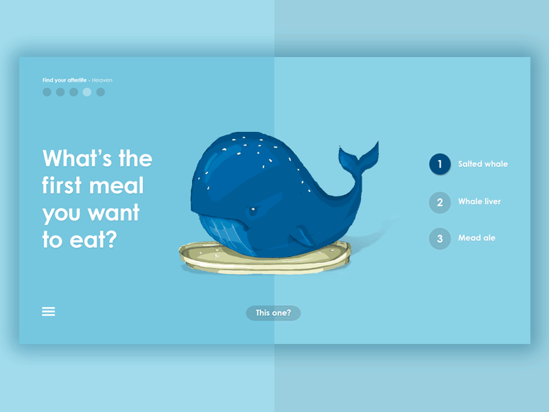 Quiz game screens after life animation blue design game gif question ui ux web whale
