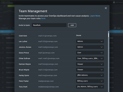 Team Management app dark interface product team management ui ux