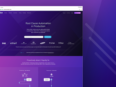 OverOps Homepage design interactive landing page purple responsive site ui ui ux web