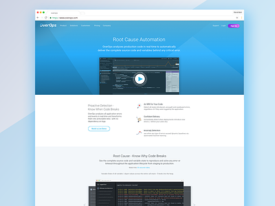 OverOps product page design page product tech ui ui ux ux web website