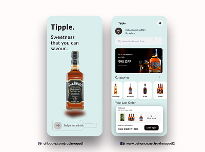 Tipple- Liquor Shopping App typography ui ux