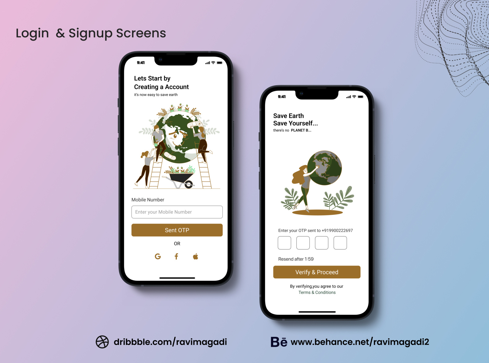 iOS App Login & Signup Screens by Ravi Magadi on Dribbble
