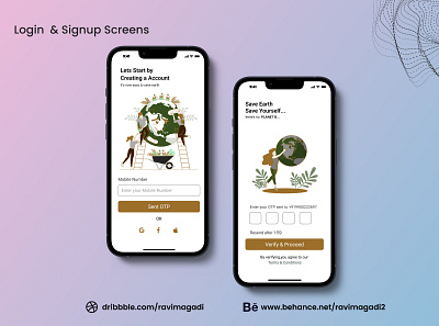 iOS App Login & Signup Screens app design design illustration ios login signup ui ux