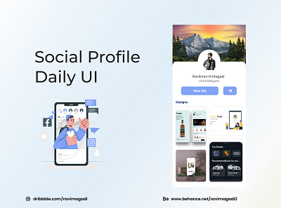 Social Profile -Daily UI Challenge app app design design illustration ui ux