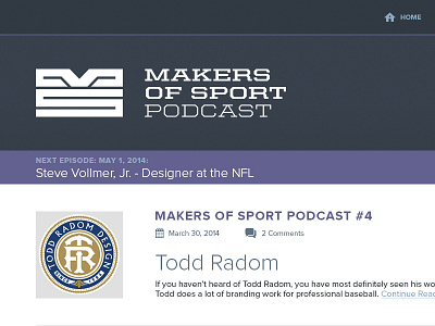Makers Of Sport Podcast Homepage blog homepage logo makers podcast sports ui visual design website