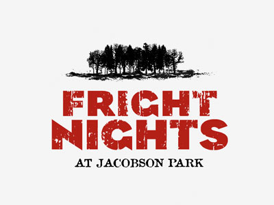 Fright Nights Lexington logo concept fright grunge haunted identity logo red scary trees