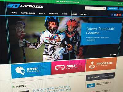 3d Lacrosse Website Screenshot athletics hero image lacrosse photoshop screenshot sports sports branding sports design ui ux visual design