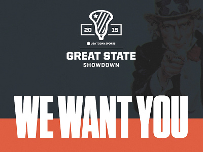 USA Today Sports Great State Showdown Tryouts Ad advertising blue lacrosse red sports tungsten uncle sam usa today